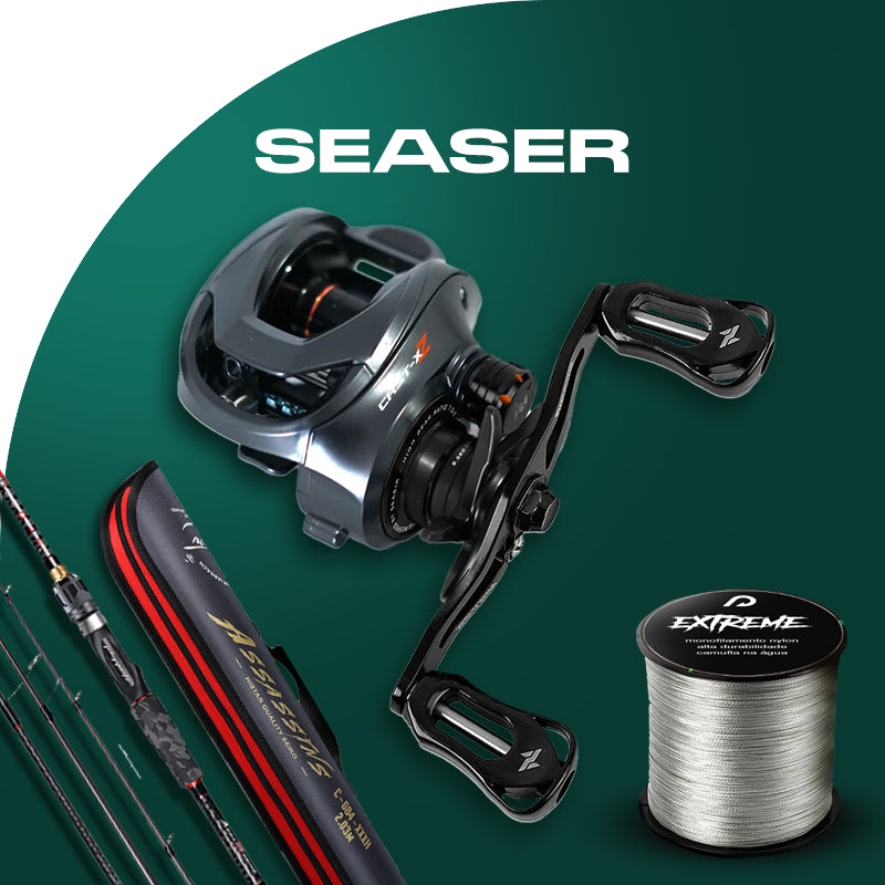 Kit Completo de Pesca Esportiva Seaser | Carretilha, Vara e Linha