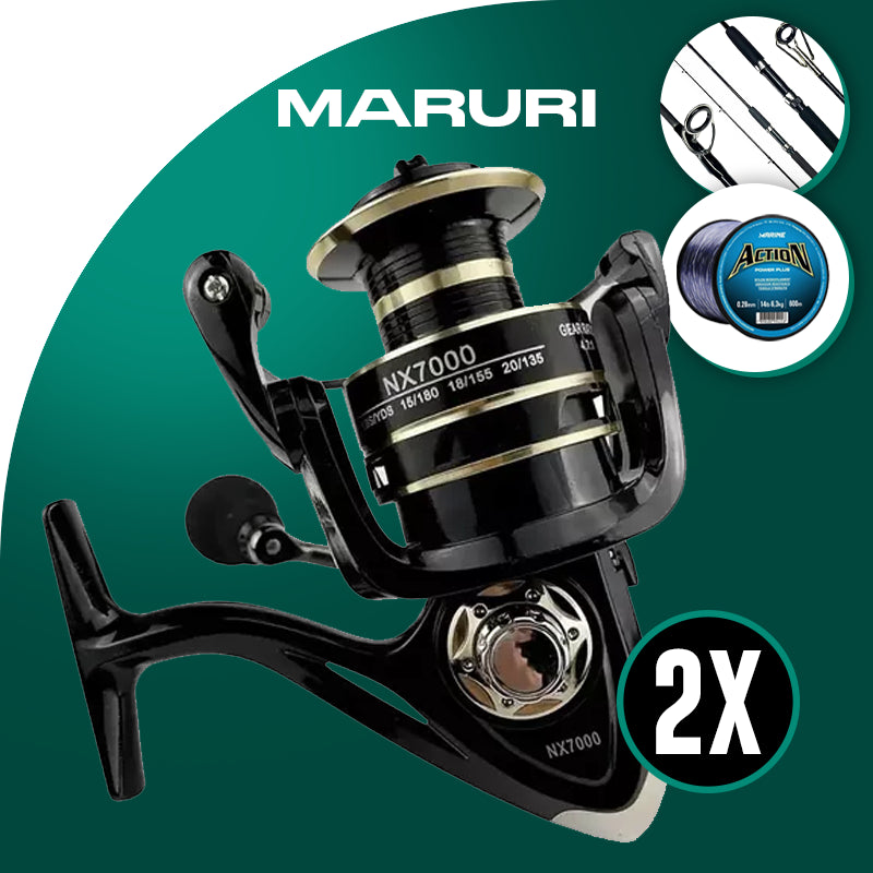 Kit de Pesca Maruri 2 Molinetes 2 Varas + BRINDE: 2 Linhas Monofilamento