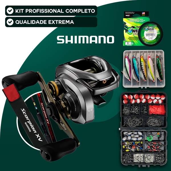 Kit Completo de Pesca Profissional [Carretilha, Vara, Linha e Acessórios]